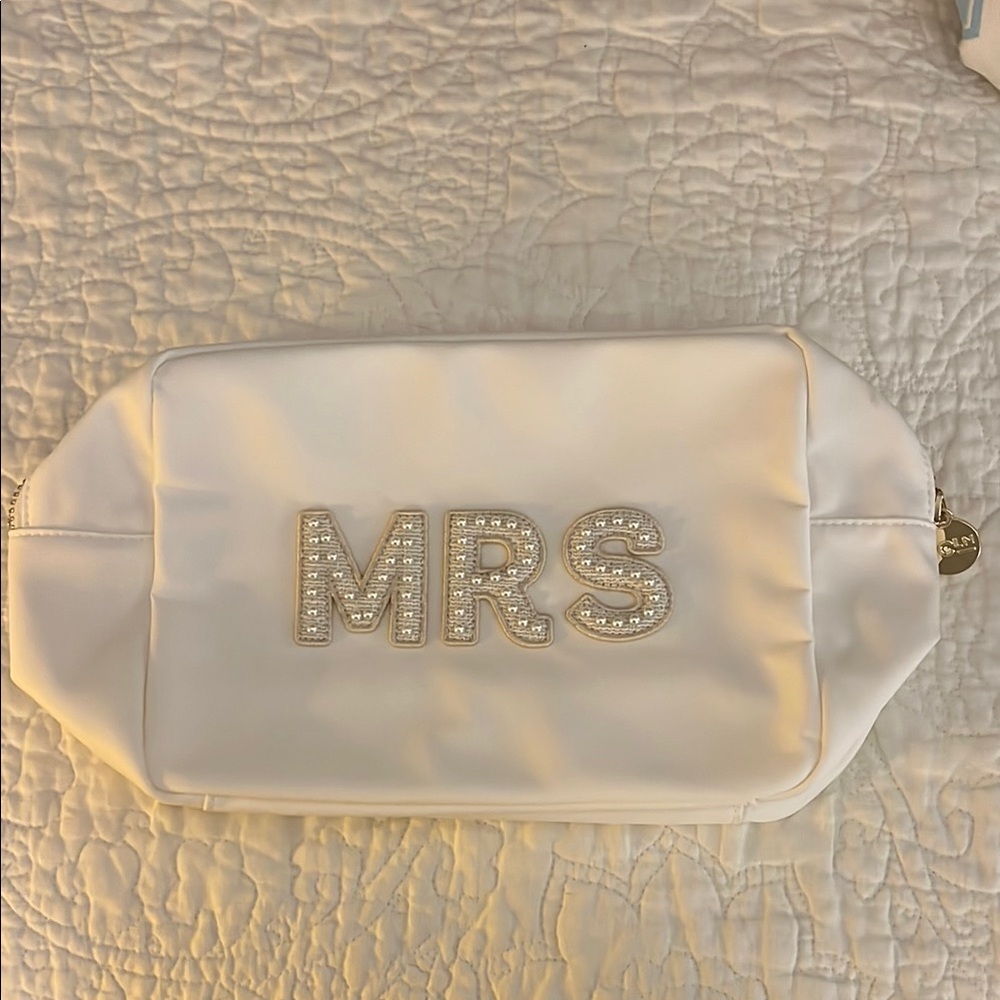 Stoney Clover Lane White 'MRS' large pouch